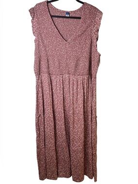 Old Navy NWT Pink Floral Fit & Flare Smocked Maxi Dress Size XXL